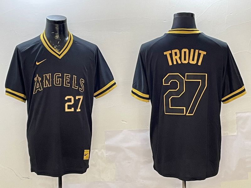 Men Los Angeles Angels #27 Trout Black Gold Game 2025 Nike MLB Jersey style 5->los angeles angels->MLB Jersey